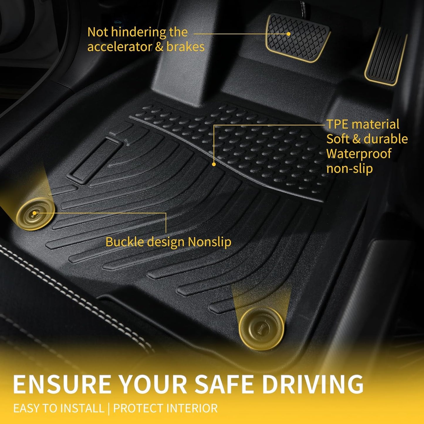 GINOWY-Floor Mats & Cargo Liner Set for Kia Sportage 2017-2022, TPE All Weather Protection Sportage Car Mats, Anti-Slip Trunk Mat Waterproof Floor Liners Sportage Accessories Mats, Black