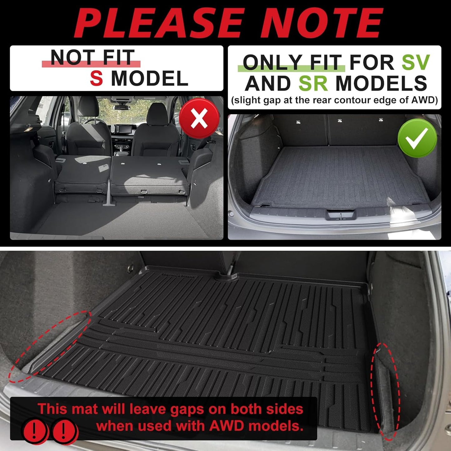 TripleAliners All-Weather Mats Compatible with 2025 Nissan Kicks Accessories Floor Mat Liners & Rear Trunk Cargo Mat & Seat Back Protector Full Set High Wall Protection TPE Custom Fit (For SV SR Trim)