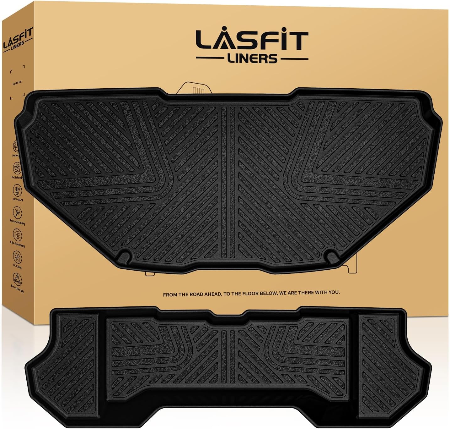 LASFIT Front Trunk Mats for Rivian R1T & Rivian R1S 2024 2023 2022, All Weather Frunk Mats TPE Front & Rear Cargo Liner Custom Fit R1T & R1S Cargo Mat Black, Tasteless, Durable and Easy to Clean