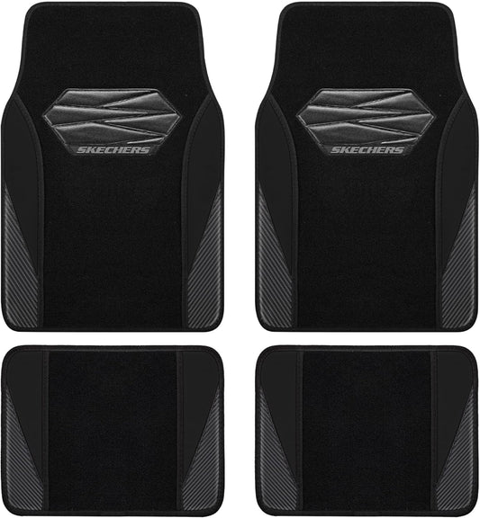 Skechers Car Floor Mats,Waterproof Universal Fit Car Mats,Faux Leather Car Floor Mats,Carbon Floor Mats for Cars with Anti-Slip Skechers Heel Pad Fit for SUV,Vans,Sedans,Trucks,Black