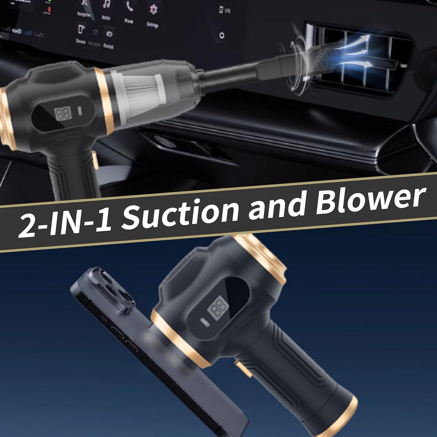 Car Vacuum Portable Cordless, Handheld Vacuum Cordless with Microfiber Wash Mitts, 6 Nozzles, Mini Car Vacuum Cleaner for Auto Interior Detailing