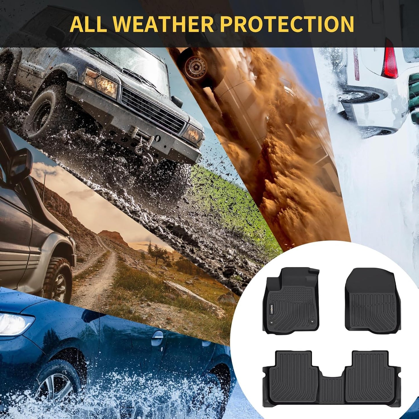 GINOWY- Floor Mats for Mazda 3 2018-2014 Only FWD, TPE All Weather Protection Car Mats for Mazda 3 2018 Non-Slip Floor Liners Waterproof Heavy Duty Automotive Accessories Black