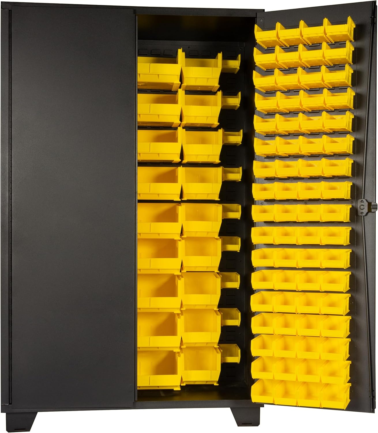 Jamco Tool Storage Cabinets with Bin Mounts, Model DP, 155 Bins, 48-Inch W x 24-Inch D x 78-Inch H, Yellow Bins
