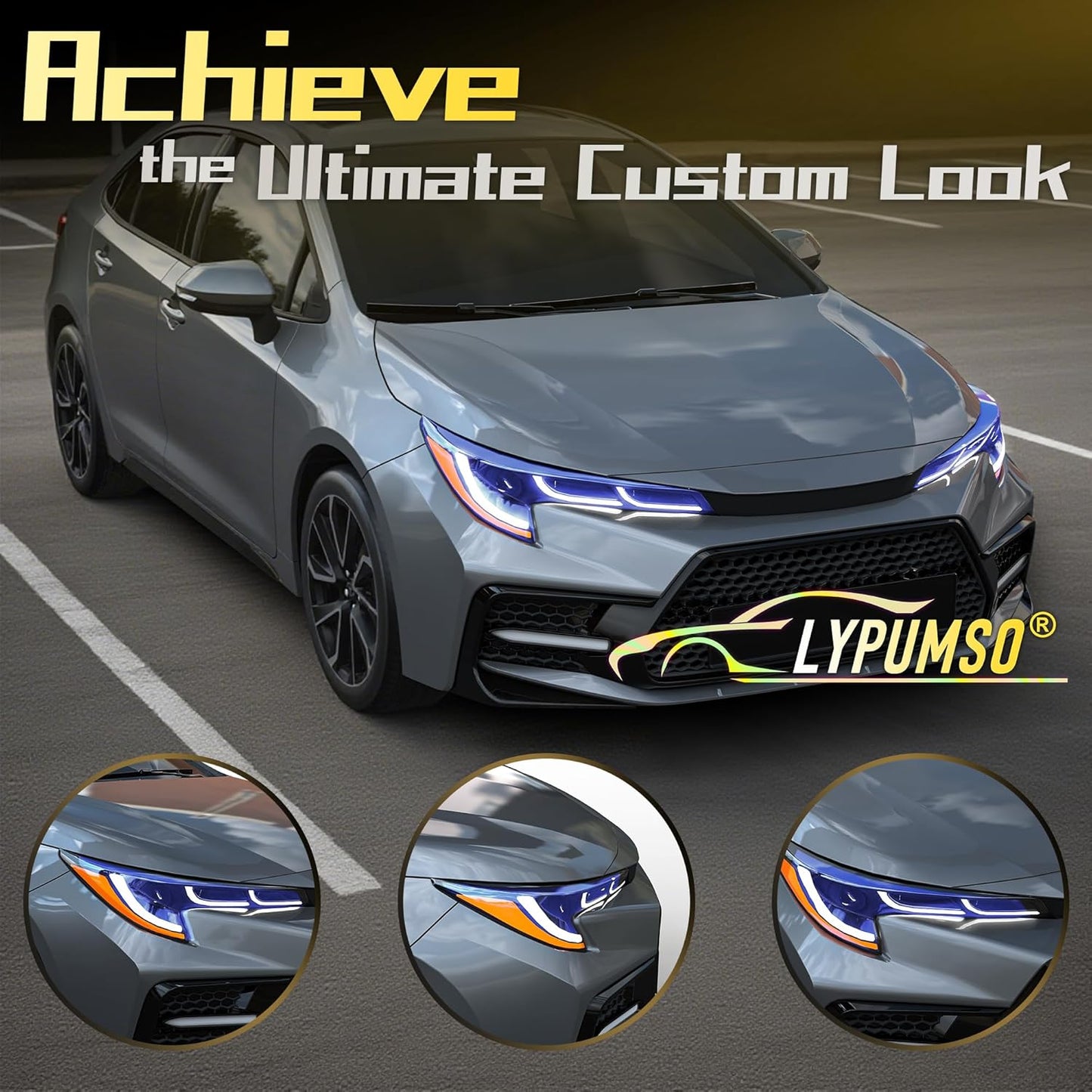 Lypumso 16 x 60 Inches Headlight Taillight Car Tint Vinyl Film, Self Adhesive Fog Lights Sticker Sheet Roll for Car Lights Cover Protection (Blue)