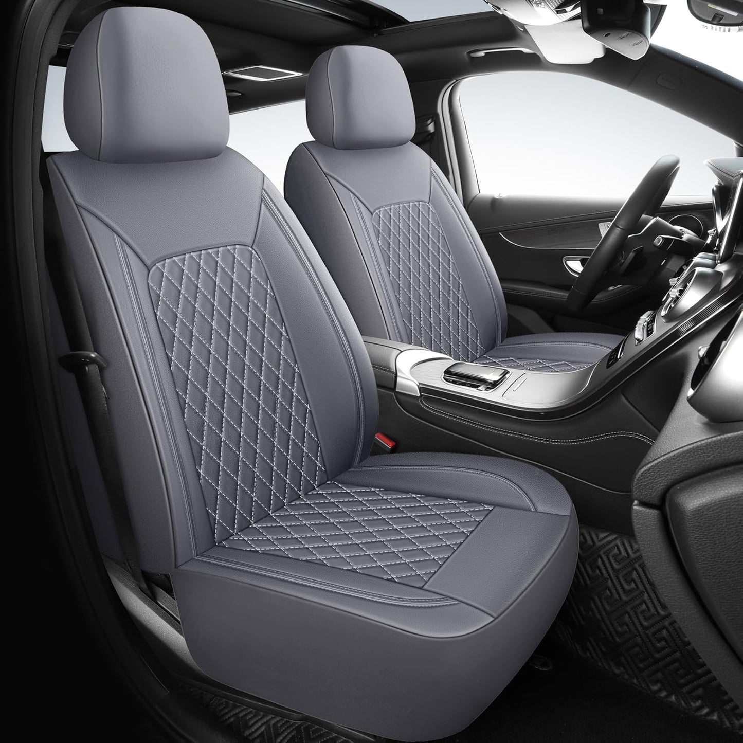 Seat Covers for Car,Breathable and Waterproof Car Seat Covers,Premium Automotive Airbag Compatible Universal Fit for Cars Sedans SUVs Vans and Trucks(Full Seat,Grey,N1)