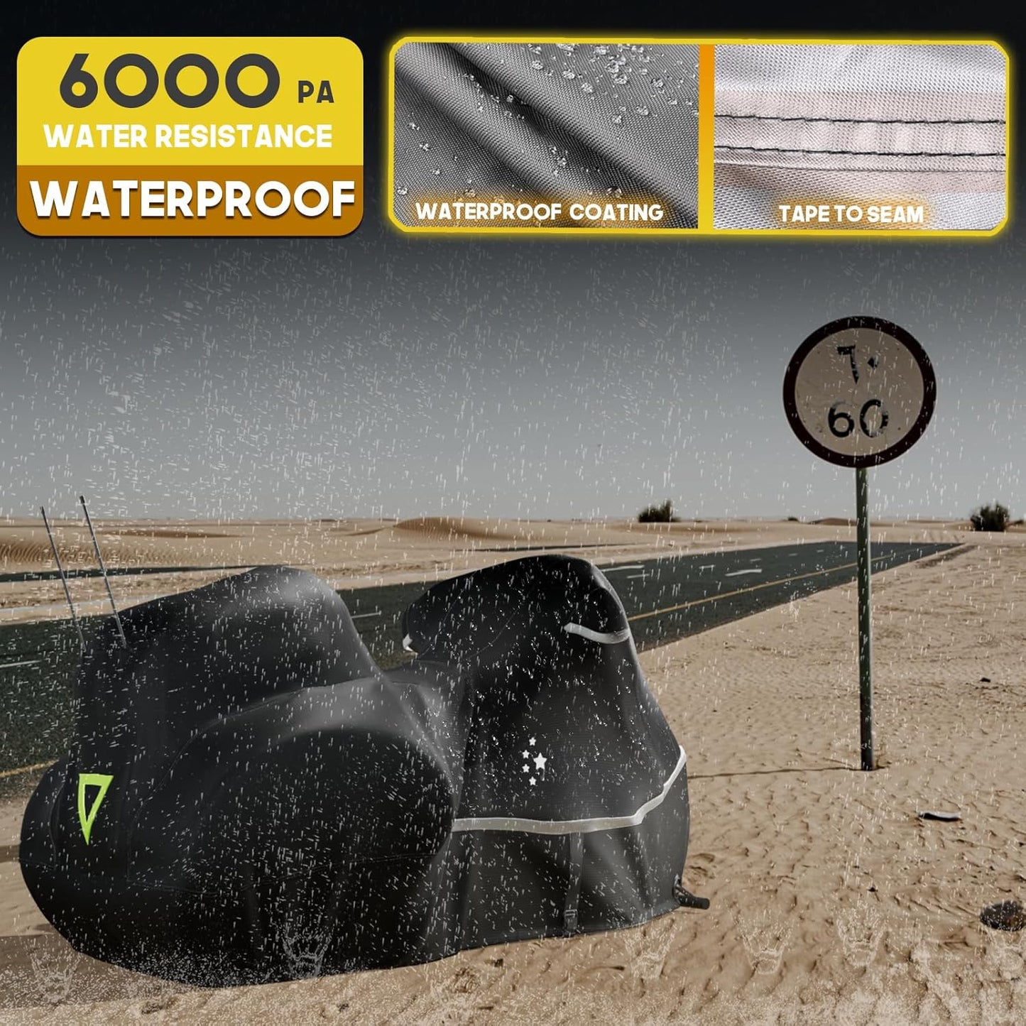 Trike Cover, Heavy Duty 420D Waterproof for Harley Davidson, Goldwing, Chieftain, Challenger, Elite Storage, Black