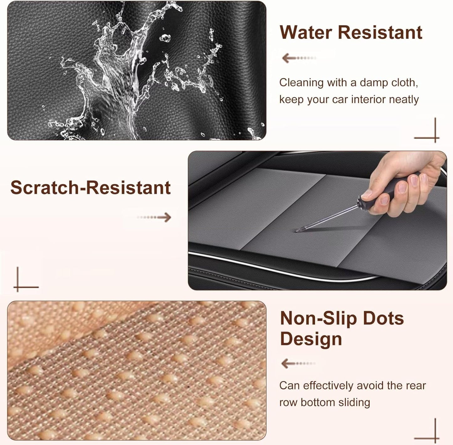 YORKNEIC 2 Front Seat Covers Fit for Hyundai Kona 2018-2024 2025: Leather Car Seat Covers - Waterproof Car Seat Protector Compatible Airbag (Black & Grey)