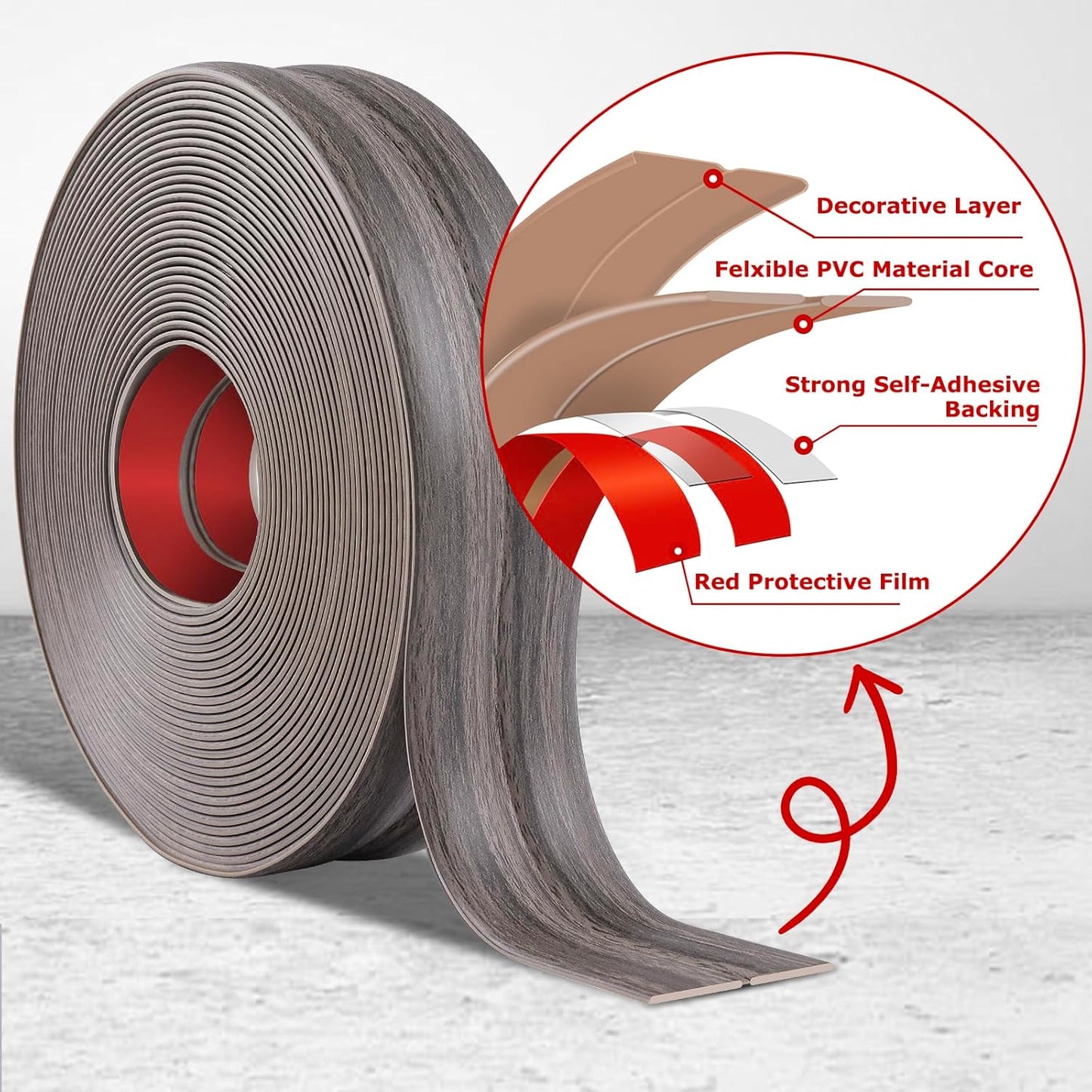 Flexible Wall Corner Protector Moulding Trim Peel and Stick Wall Corner Guards Edge Protector Self Adhesive Molding Trim Strip for Edge Ceiling (Brown Walnut Wood Grain, 0.8 in x 40 Ft)