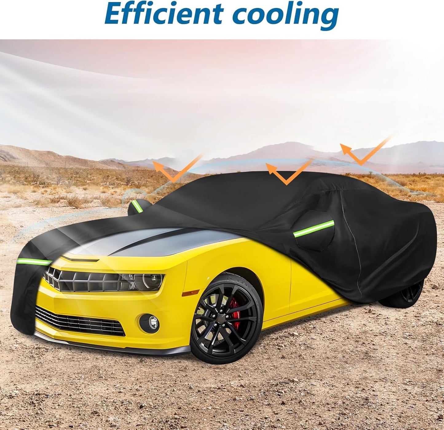 for Camaro Full Car Cover 2010-2025 All Weather, Outdoor Car Covers with Zipper and Soft Cotton Lining, Windproof Heavy Duty Waterproof Protection Fit for 2010-2025 Chevy Camaro (Up to 190''L)