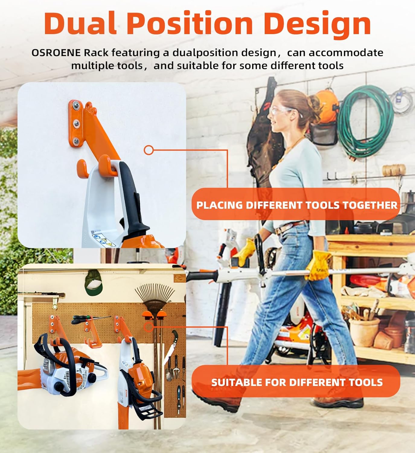Chainsaw Hanger, 3 Pack Chainsaw Wall Mount, Heavy Duty Chainsaw Holder, Garage Organization Garage Storage Shed Organizer Mounted Chainsaw Rack