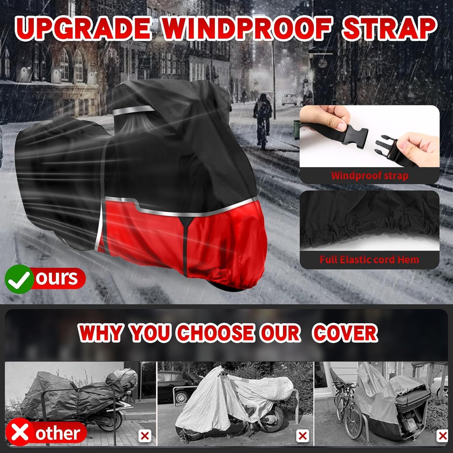 420D Motorcycle Cover Suitable for Honda GL1500, GL1800, Valkyrie Interstate, Oxford Cloth Waterproof Motorcycle Cover Easy to Clean Tear-Resistant All Weather Protection for Outdoor Protection