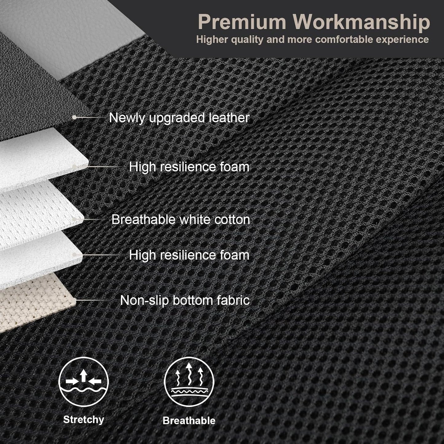 GIANT PANDA 2 Pcs Front 3D Air Mesh Car Seat Cover Custom Fit Ford F150 F250 F350 F450 SuperCrew/Crew Cab Pickup Trucks,Breathable Cooling Seat Protector with Composite Sponge Inside(Gray)