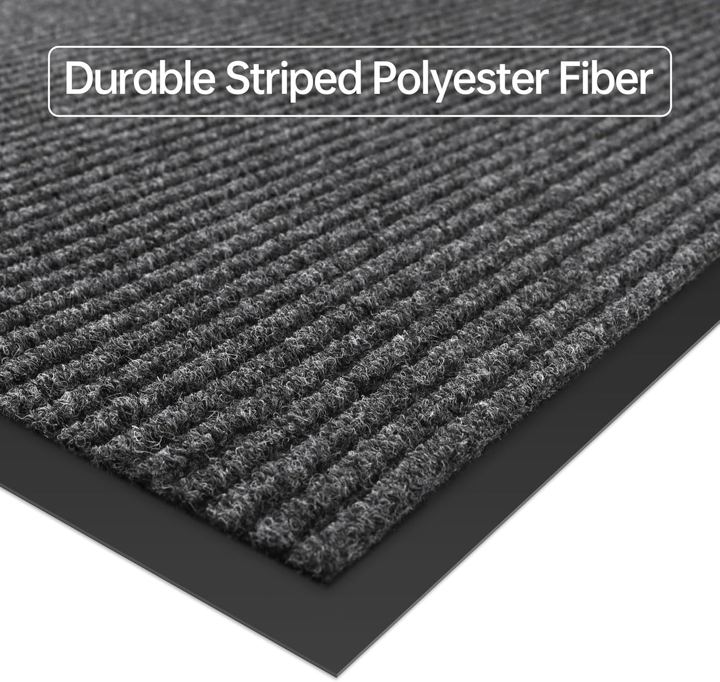 Front Door Mat, 2' x 6' Heavy Duty Indoor Outdoor Welcome Mat for Entryway, Commercial Entrance, Low Profile, Non-Slip, Durable Rubber Backing for Patio, Home