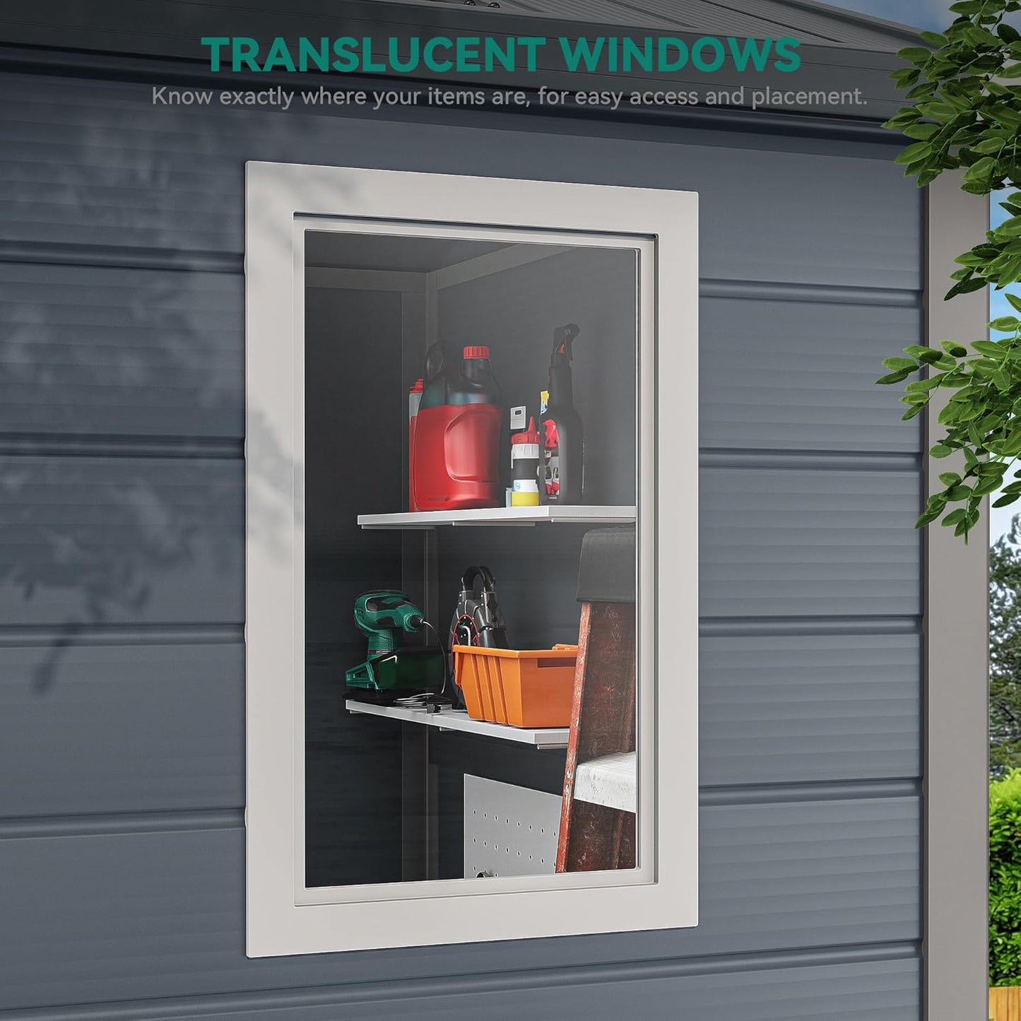 YITAHOME 6x6FT Outdoor Storage Shed w/o Floor, All-Weather Plastic Shed with Lockable Doors, Window & Vents, Plastic Tool Shed for Backyard, Patio, Poolside, Lawn, Gray