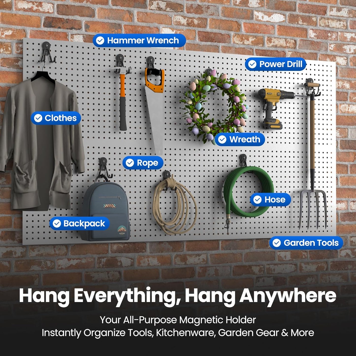 Large Heavy Duty Magnetic Hook Extra Strong Magnetic Garage Hooks Big NdFeB Industrial Magnet Hooks Magnetic Utility Storage Holder Organization with Anti-Slip Coating for Hanging Garden Tools 2 Pcs