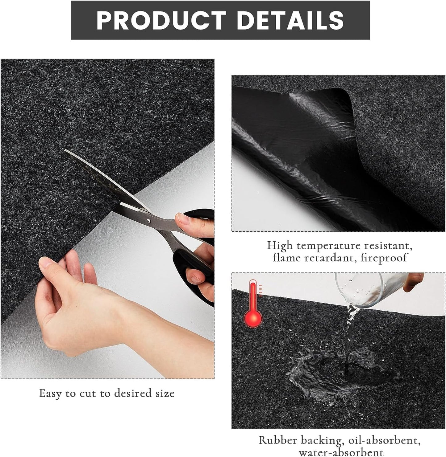 60 x 36 Inch Oil Spill Mat, Garage Floor Mat Under Car Driveway Mats Oil Leaks Absorbent Oil Pad, Reusable, Washable, Durable, Waterproof Backing, Protects Surfaces, Black