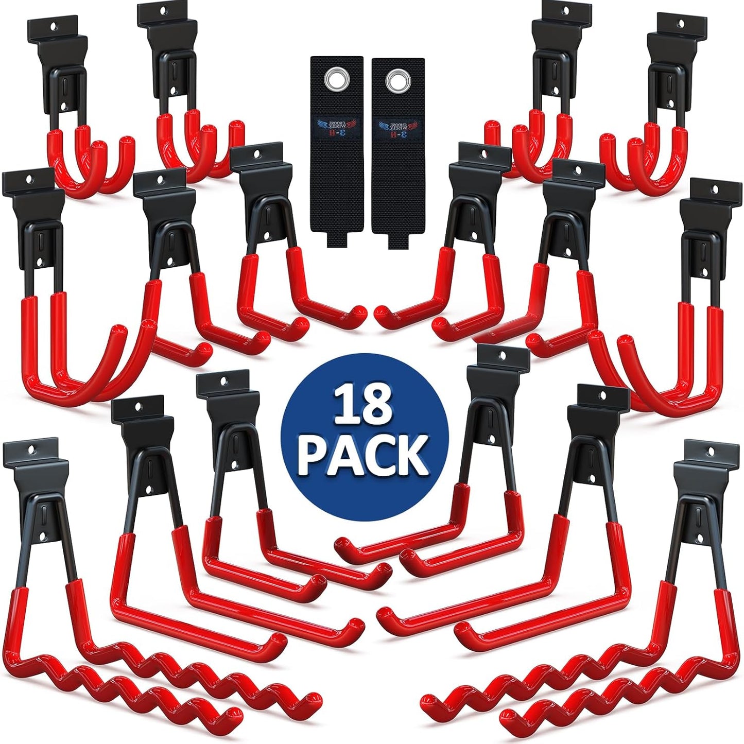 3-H Slatwall Accessories 18 Pack, Slatwall Hooks & Hangers Multi Sizes, Slat Wall Heavy Duty for Space Saving Used as Proslat Accessories with Slatwall Panel(Red)