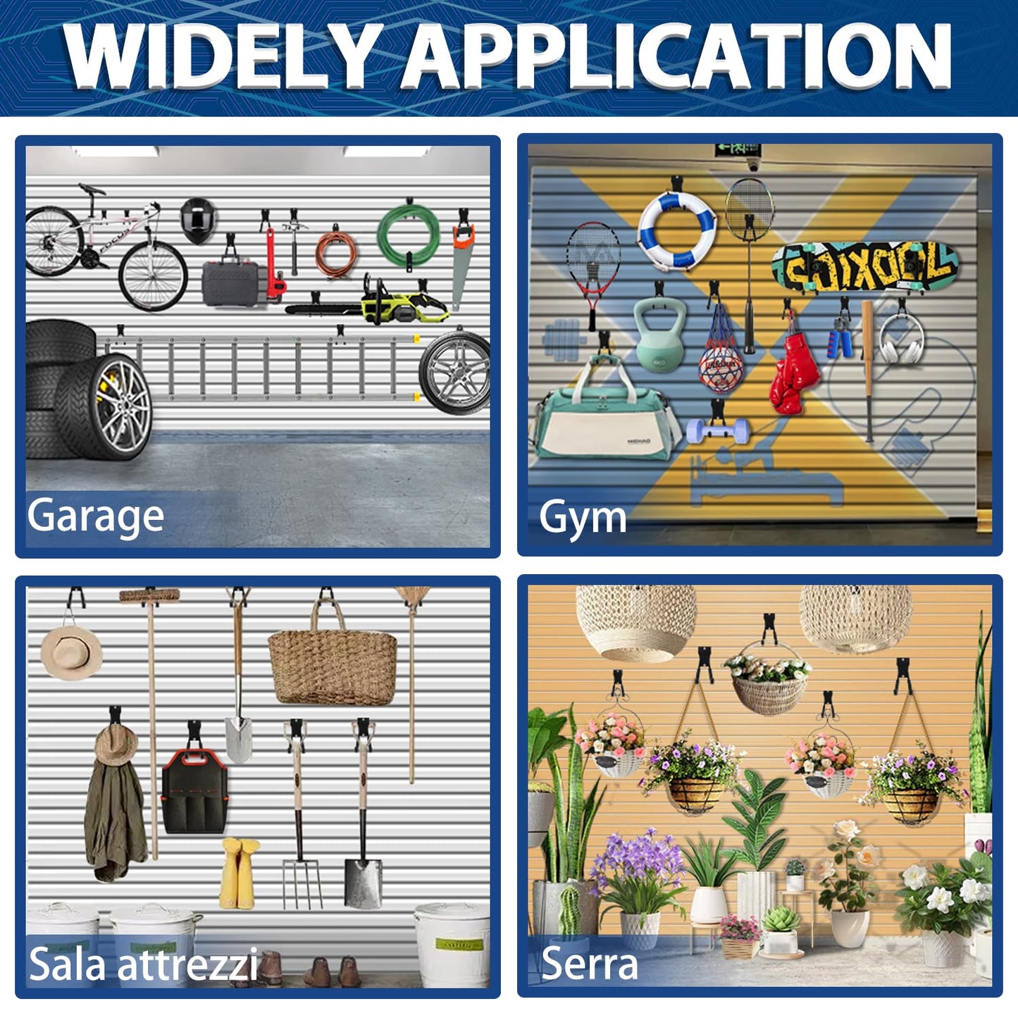 3-H Slatwall Accessories 10 Wave Hooks, Slatwall Hooks & Hangers, Slat Wall Hanging Hooks Heavy Duty, Proslat Accessories for Garage Storage Wall Panels Organzing Garden Tools Chairs Ladder(Black)