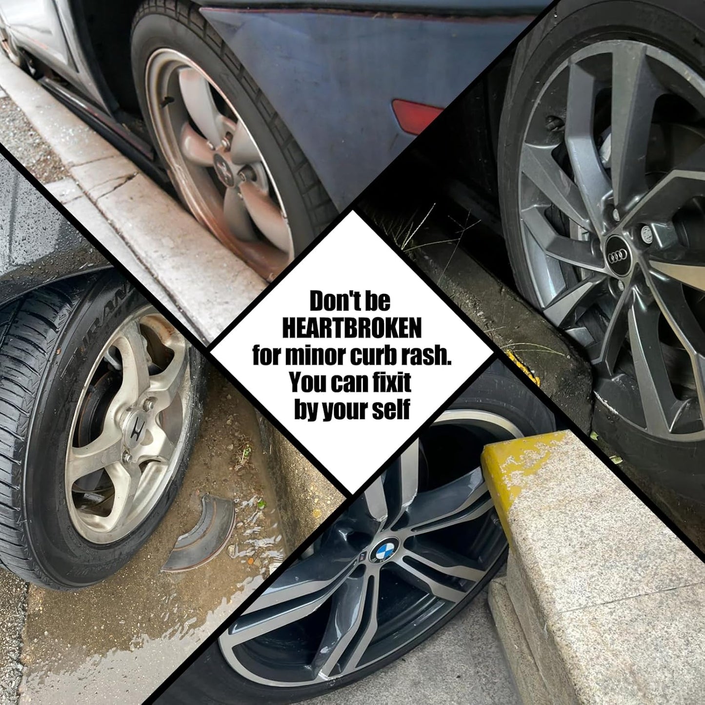 Pure Black Rim Touch Up Paint - Car Wheel Repair Kit Curb Rash, Gloss or Matte Black Rim Touch Up Paint, Quick And Easy Wheel Scratch Repair Kit, Wheel Repair Kit Curb Rash (Pure Black)