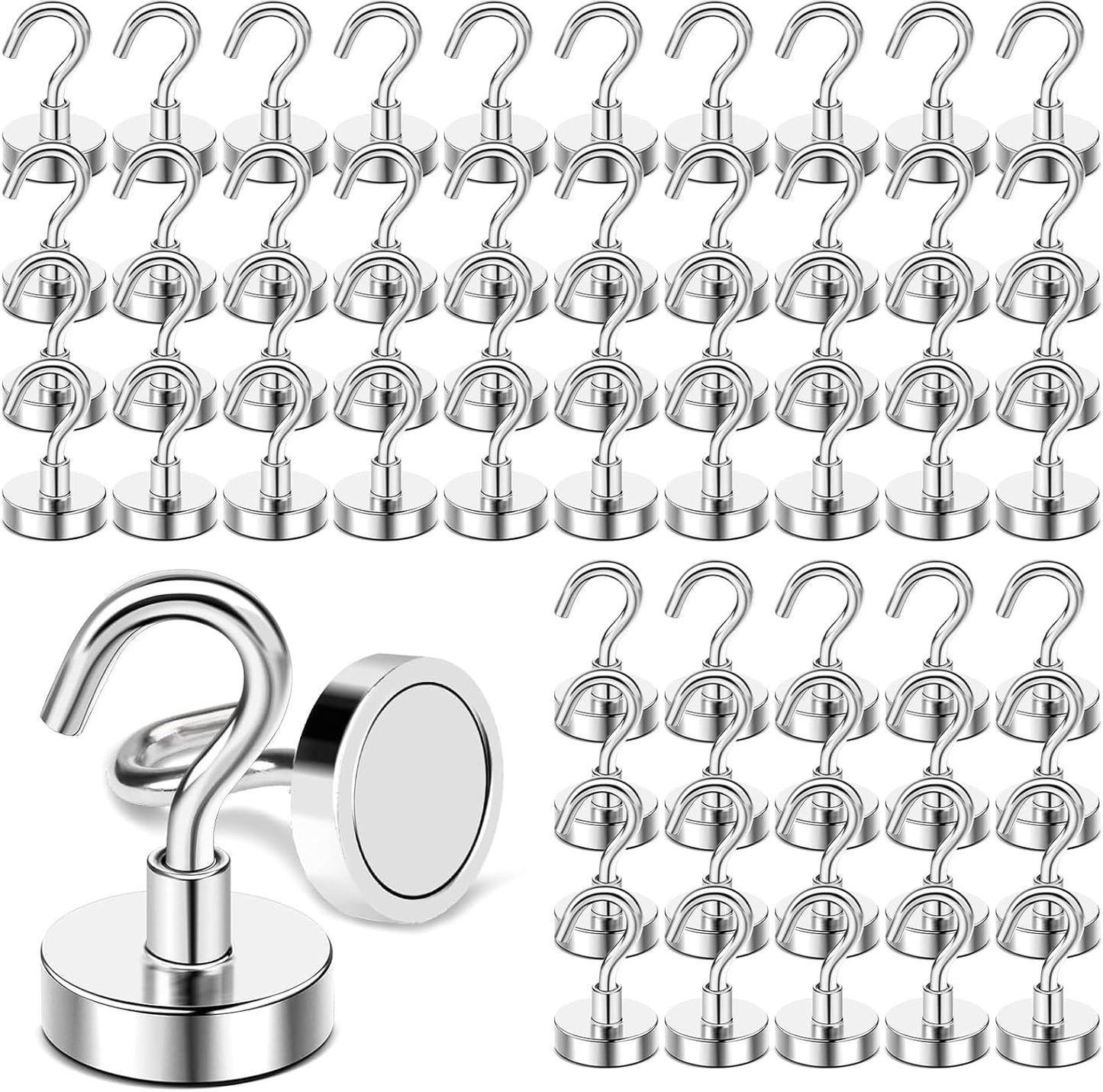 DIYMAG Magnetic Hooks, 30lbs+ Magnet Hook 2025 Cruise Cabin Ship Essentials Heavy Duty Strong Magnets Refrigerator Fridge Hanging for Classroom Beach Vacation Kitchen Grills Home 60 Pack