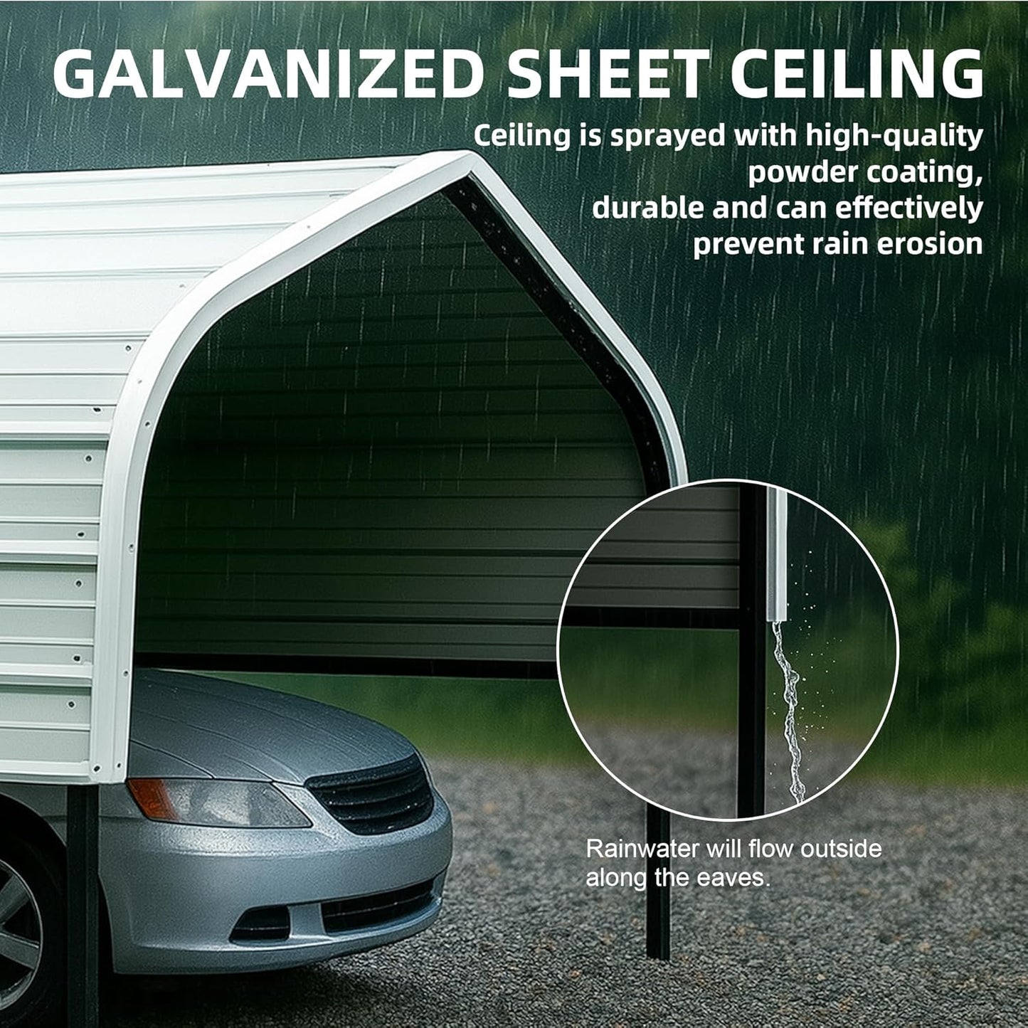 12x20 Metal Carport with Base Fixings Heavy Duty Garage Outdoor Chrome Plated Frame and Sheet Metal Construction Suitable for Boats, Cars, Tractors and Agricultural Equipment, White