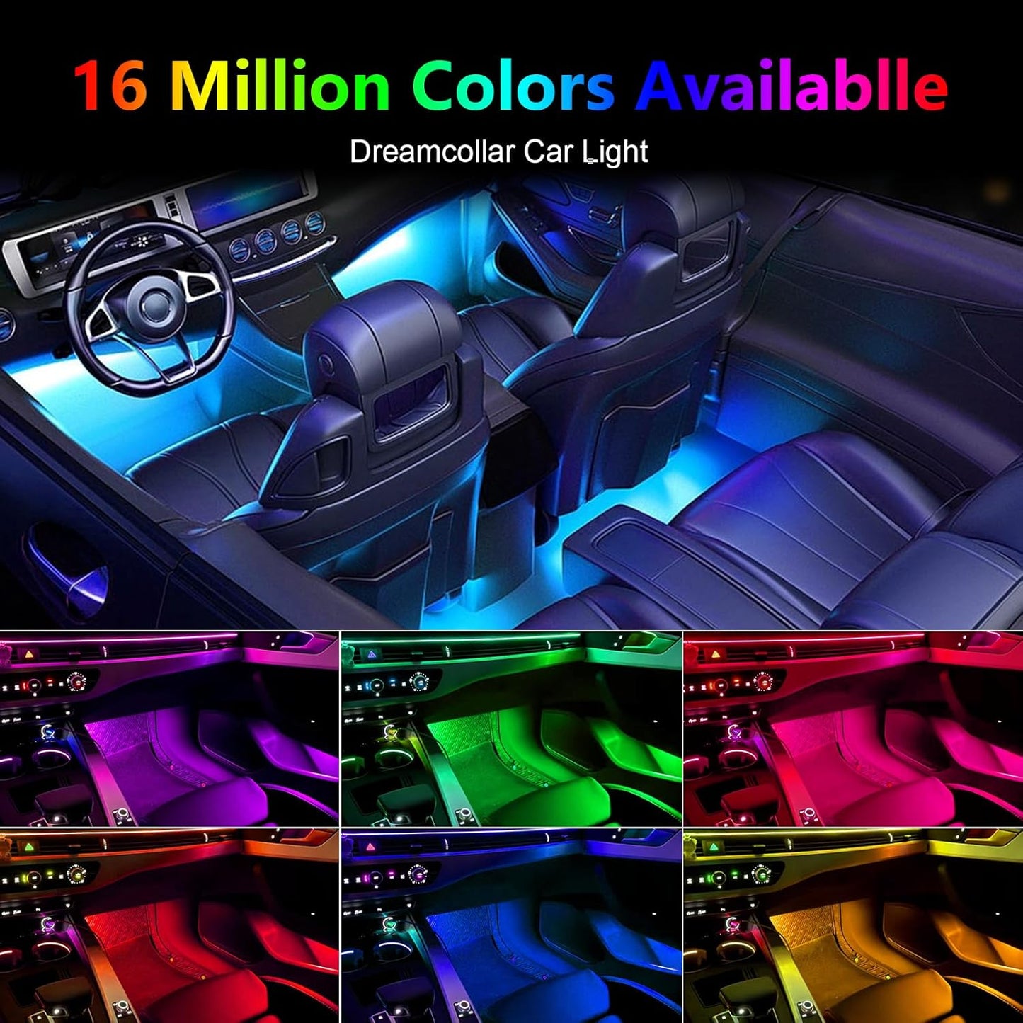 WEBUPAR RGBW Acrylic Car Interior Led Kit, Car Accessories 22 in 1 Car Ambient Lighting Kits with APP Control and 213 Color Modes, Multicolor RGBW Neon Car LED Strip Lights with Music Mode
