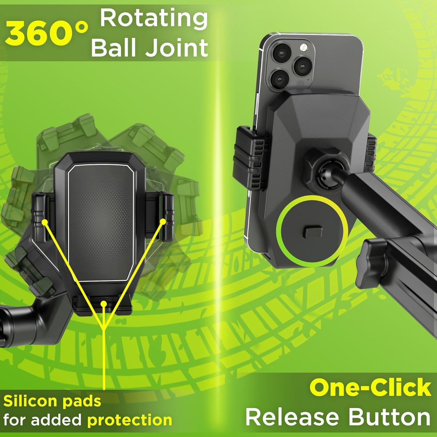 Phone Mount for Truck Phone Holder for Truck - Heavy Duty Suction Cup, Mobile Device Holder for Dashboard Window 16.9 inch Long Arm, iPhone Samsung Compatible, Commercial Trucker, Black