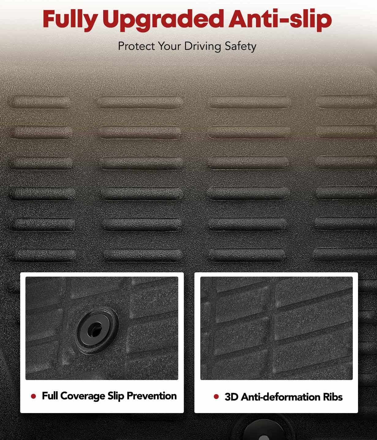 YHTAUTO Floor Mats Fit 2007-2017 Jeep Compass Patriot, 2007-2012 Dodge Caliber, TPE All Weather Car Mats Waterproof Anti-Slip Odorless Floor Liner, Interior Car Accessories Front & 2nd Row Liner