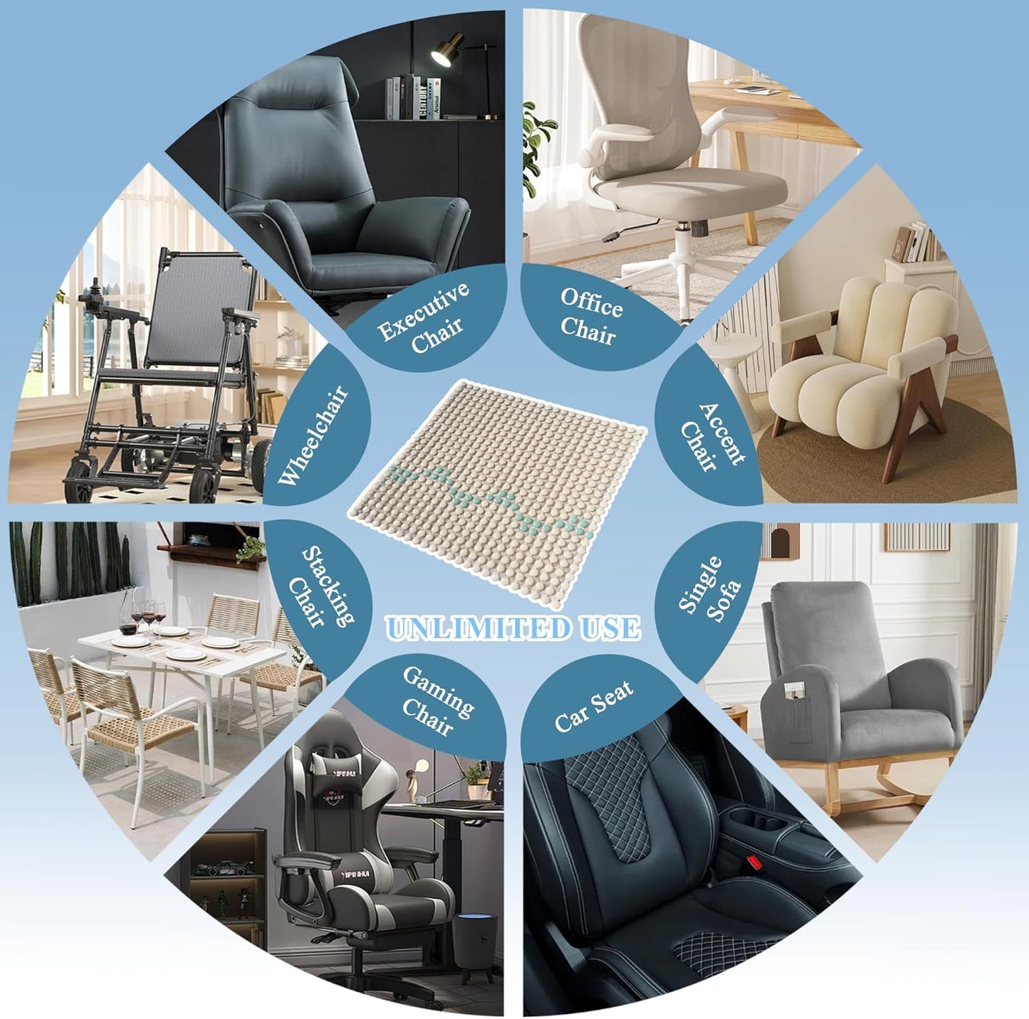 HOMREST Ceramic Seat Cushion for Back Pain Bead Seat Pad Mat Comfy Extreme Cooling Summer Massage Seat Cushions for Cars,Home Office Desk Chairs(Beige)