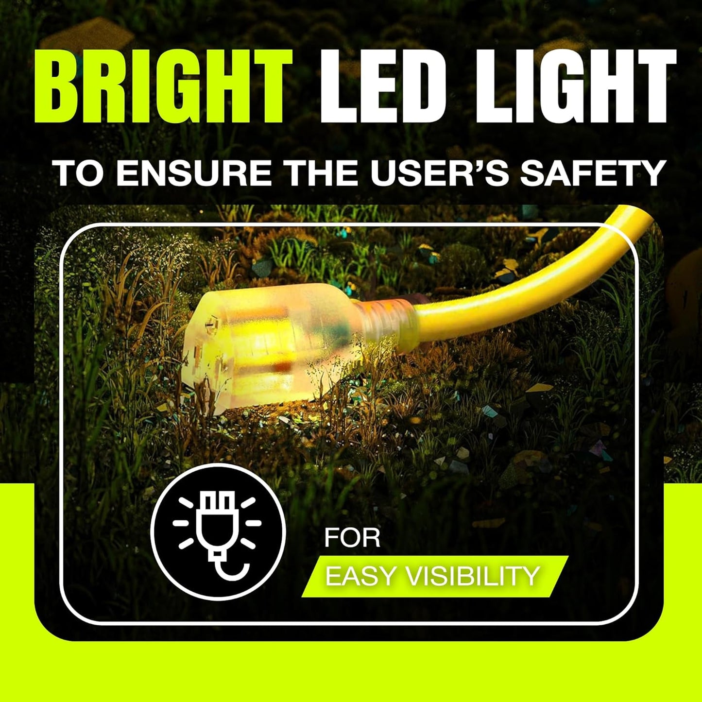 3ft Outdoor/Indoor Extension Cord 10/3 Gauge Ultra Heavy Duty 3 Prong SJTW, Waterproof, Flexible Cold-Resistant Long Power Cord,15A 125V 1875W, Yellow by LifeSupplyUSA