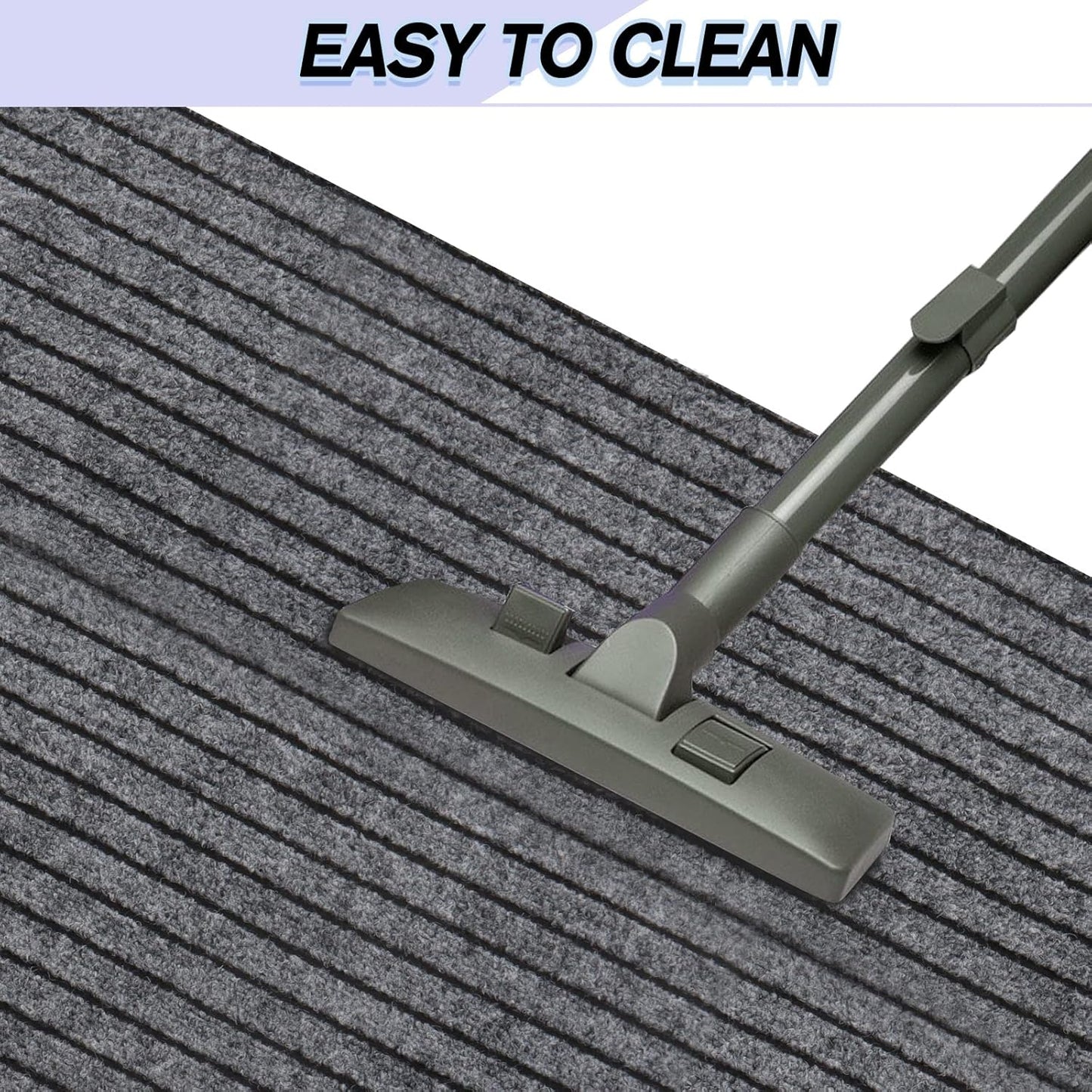 Custom Size Backed Non-Slip Area Rugs Runner, Easy Clean, Waterproof Runner Rugs for Hallway Entryway, Kitchen, Laundry, 3FT x 49FT, Gray Stripe