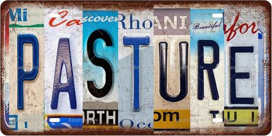 PASTURE Vintage Metal Tin Sign License Plate Bar Cafe Garage Cave Home Room Wall Bathroom Farmhouse Garden Porch Patio Decor, 12 x 6 Inch