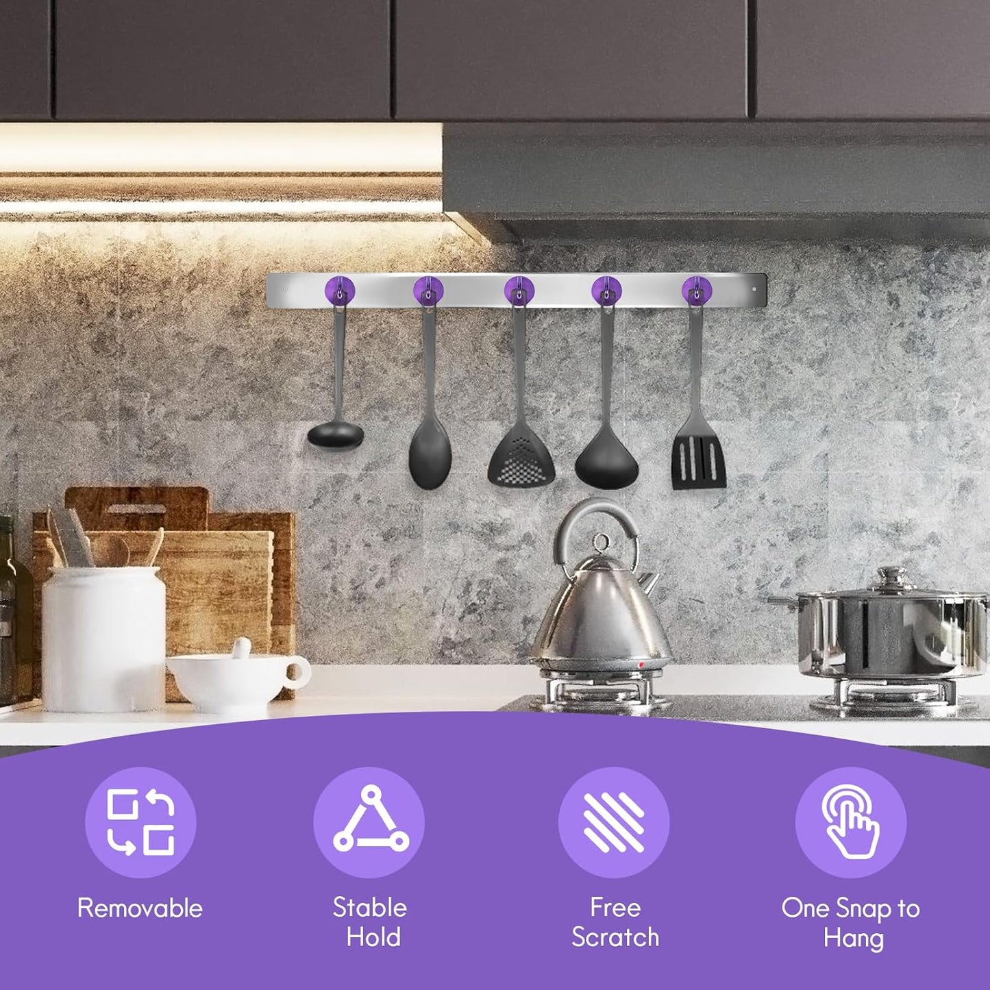 Neosmuk Magnetic Hooks, Cruise Ship Essentials, 120lb+ Heavy Duty Magnetic Hooks for Cruise Cabins, Refrigerator, Grill, Hanging, and Travel | Extra Strong Must-Haves Magnet Hook,Purple, Pack of 10