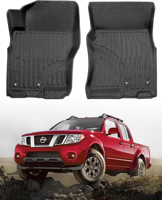 Car Floor Mats for Nissan Frontier 2008-2021 Crew Cab Full Set, All Weather Floor Liners Custom Fit Rubber Mat for Cars, Carpet Protector Truck Accessories for Nissan Frontier 2008-2021, Black