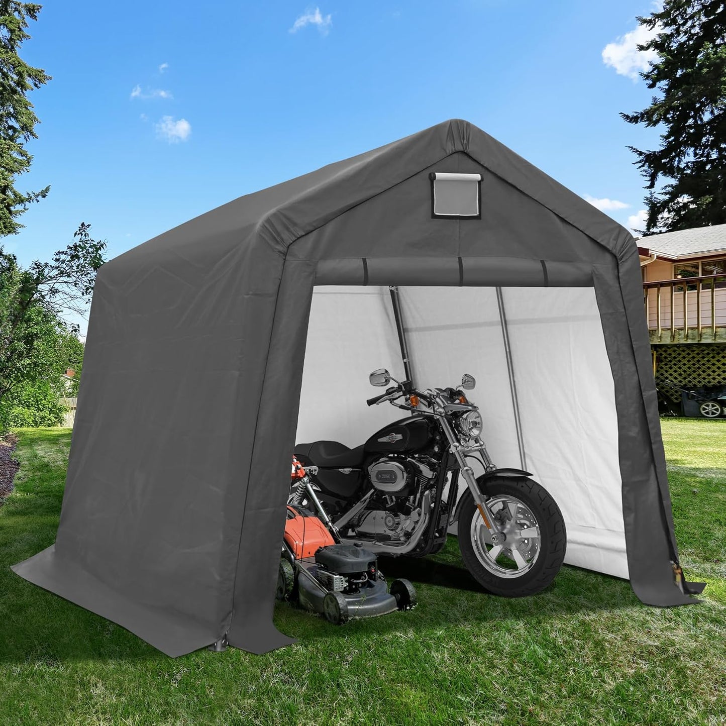 10' x 10' Outdoor Storage Shelter Shed, Portable Storage Shed Heavy Duty Portable Garage with Roll-up Zipper Door for Generator, Vehicles,Motorcycle