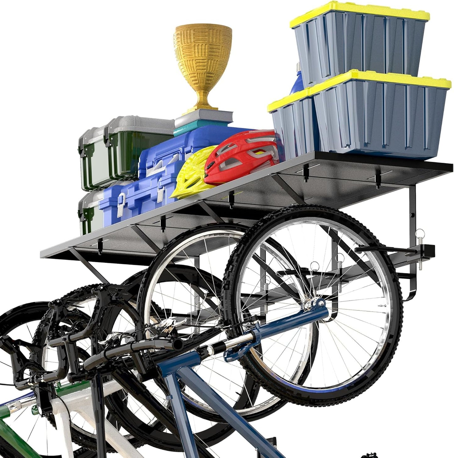 Bike Storage Rack with Shelf, Bike Wall Mount Garage Stand, Bike Hanger Storage Bicycles Hanger Hooks Bike Hooks for Garage Organizer