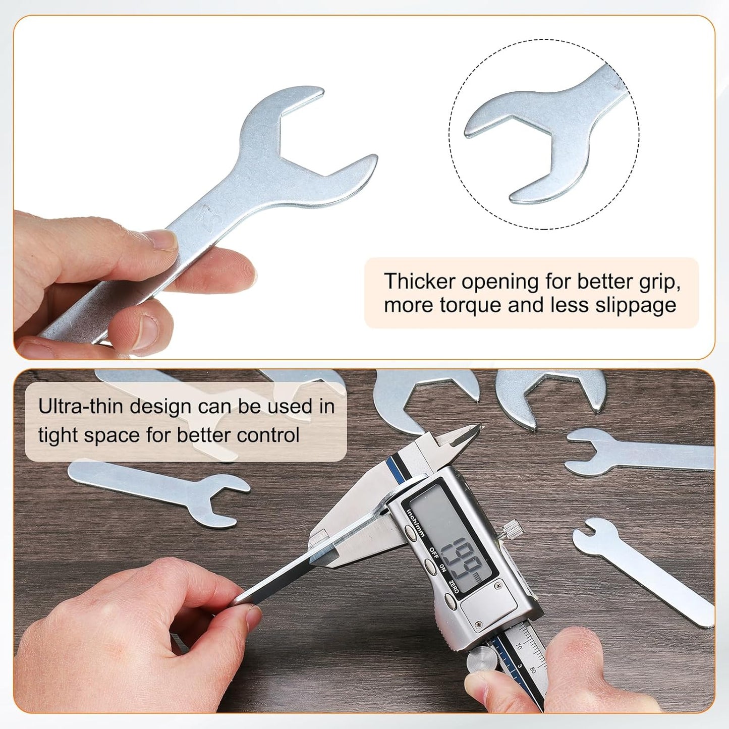 HARFINGTON 10pcs Small Wrench 27x140x2.6mm Metric U-Shaped Single Open Ended Spanner Super Thin Flat Head Galvanizing Wrench for Automotive Repair Furniture Assembly