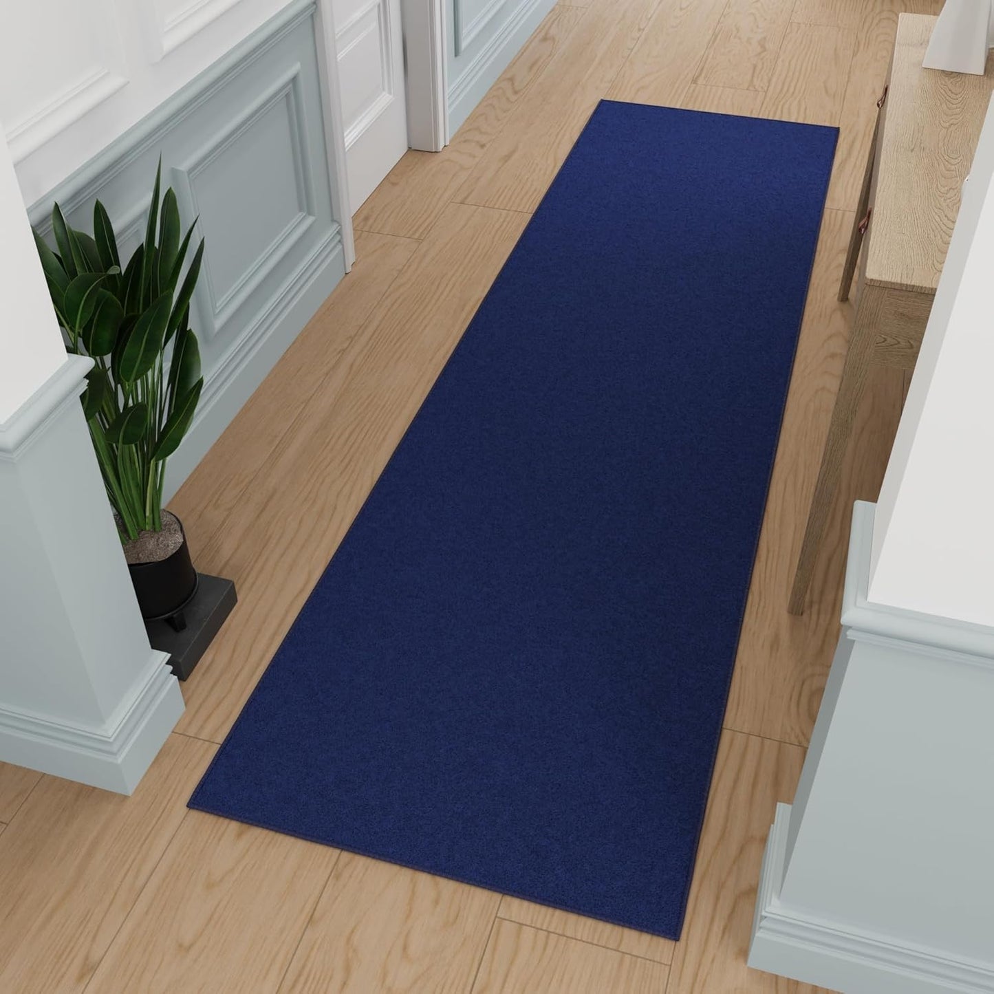 Ottomanson Hallway Runner Rug 2'7" x 9'10" Non Slip Solid Area Rugs Easy to Clean Laundry Rug Runner Durable & Pet Friendly Floor Carpet Runners for Hallways Entryway Living Room Kitchen, Navy