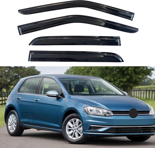 KPY Window Visor Compatible with Volkswagen (VW) Golf MK7 Hatchback 2015-2021, 4PC Rain Guard Side Window Vent Deflectors Tape-On Mugen Style, 2015 2016 2017 2018 2019 2020 2021