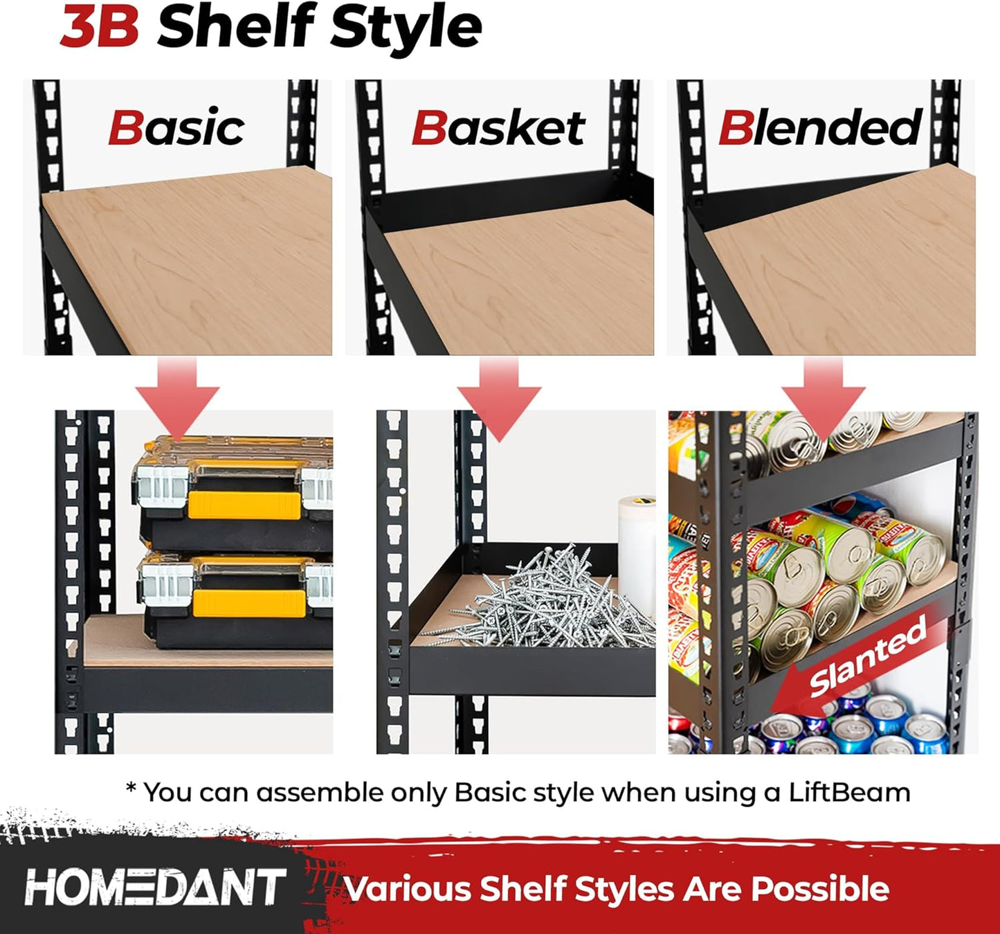 HOMEDANT 5-Tier Laminated Boltless Heavy Duty Metal Shelving Unit Adjustable Garage Storage Utility Rack Shelves Organization Multipurpose Shelf Warehouse Industrial 39.8" W x 18.2" D x 71.3" H 3Pack