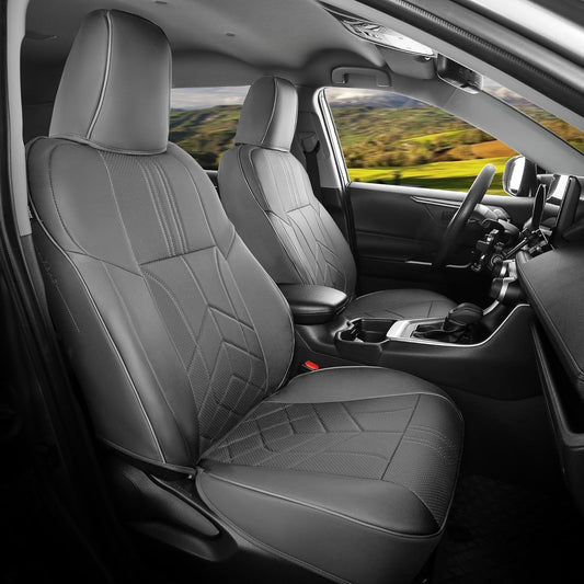 for Toyota RAV4 Seat Covers 2013 2014 2015 2016 2017 2018 RAV 4 XLE SE Limited Platinum Adventure (not for LE&Hybrid) - Custom Leather Car Seat Covers Full Set - BlackGrey
