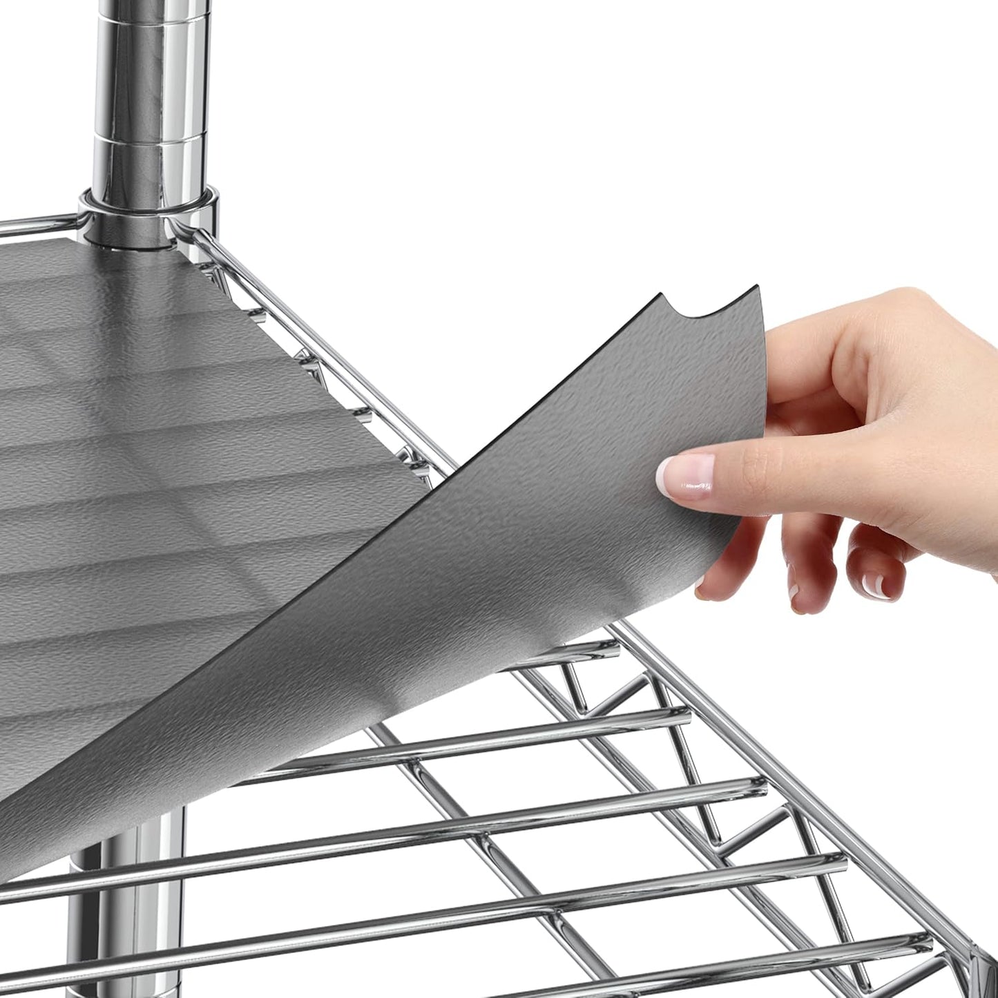 Shelf Liners for Wire Shelf System: Set of 5 in Graphite: 13.4 x 23.2 inch: Plastic Wire Shelving Shelf Mats