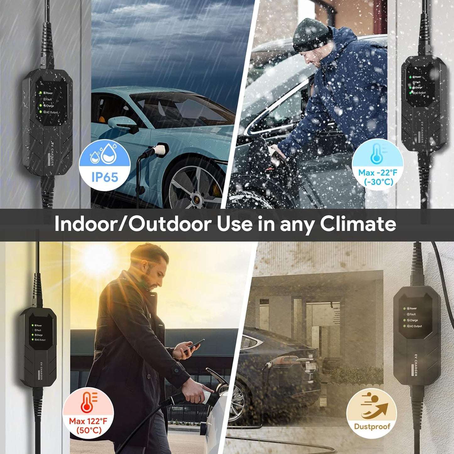 Skysword Ⅱ Level 1 EV Charger (110V, 16A, 25ft), EVSE Home Electric Vehicle Portable Charging Station (NEMA 5-15 Plug)