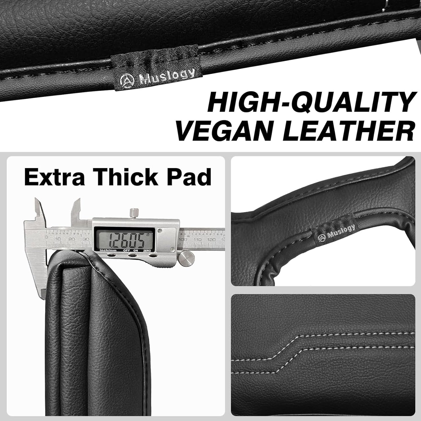 Muslogy Center Console Armrest Cover Compatible with Chevy Silverado & GMC Sierra 1500 2500 3500 2014-2018 Armrest Pad Arm Rest Cushion Vegan Leather Protector 1-Inch Extra Thick(Bucket Seat ONLY)