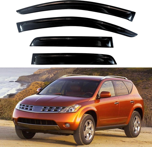 KPY Window Visor Compatible with Nissan Murano 2003-2007, 4PC Rain Guard Side Window Vent Deflectors Tape-On Style, 2003 2004 2005 2006 2007