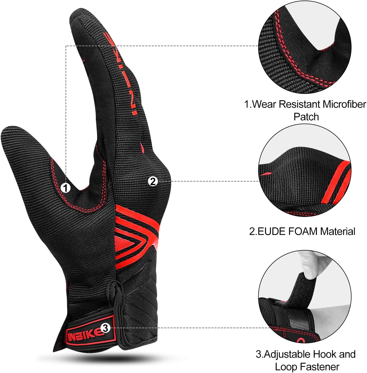 INBIKE Breathable Mesh Motorcycle Gloves Touchscreen with TPR Palm Pad Hard Knuckles