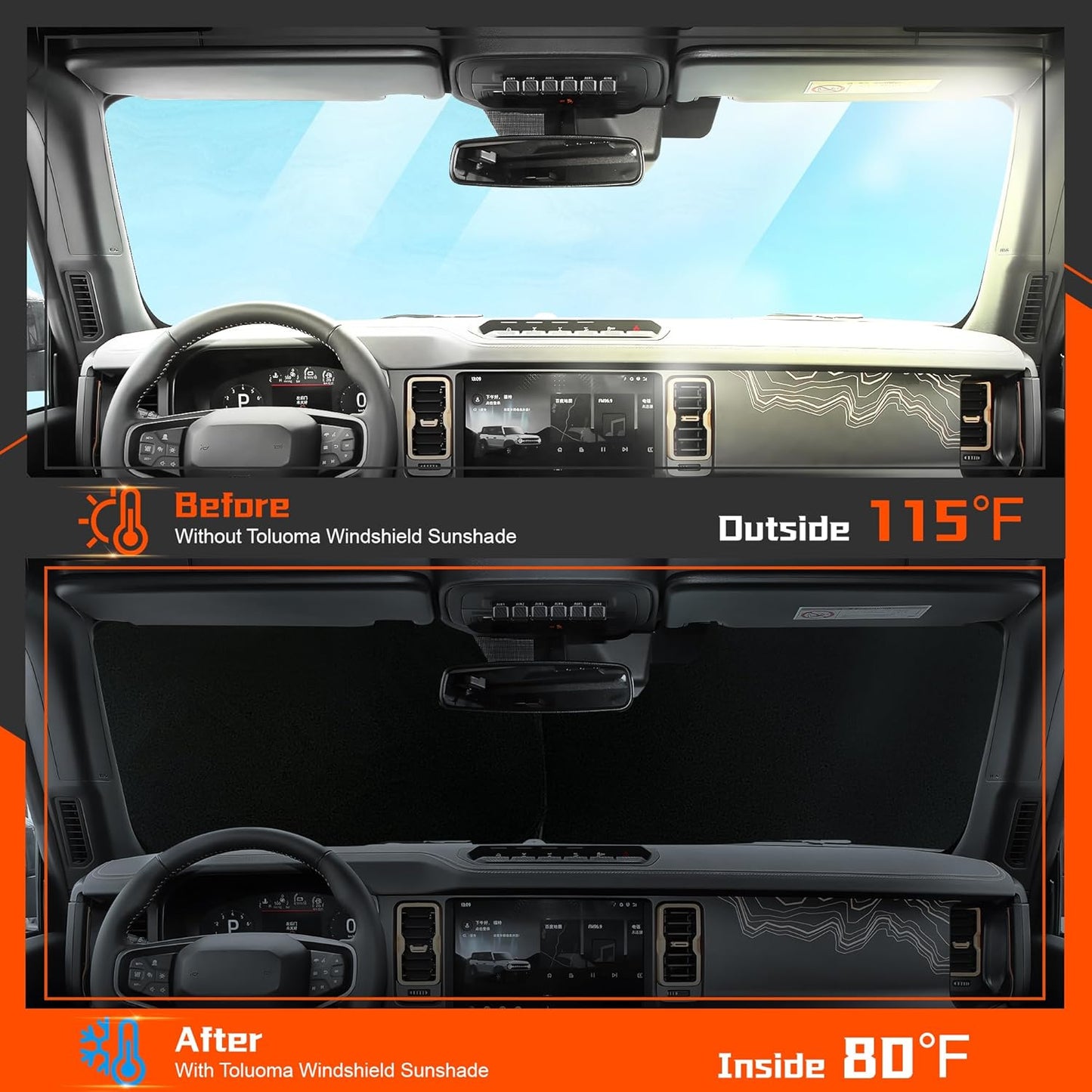 Custom Fit Windshield Sun Shade for Malibu 2016-2025 - Full Coverage, 210T Reflective Fabric, Double-Layer Design - Blocks 99% UV Rays, Keeps Car Cool, Easy to Install and Store