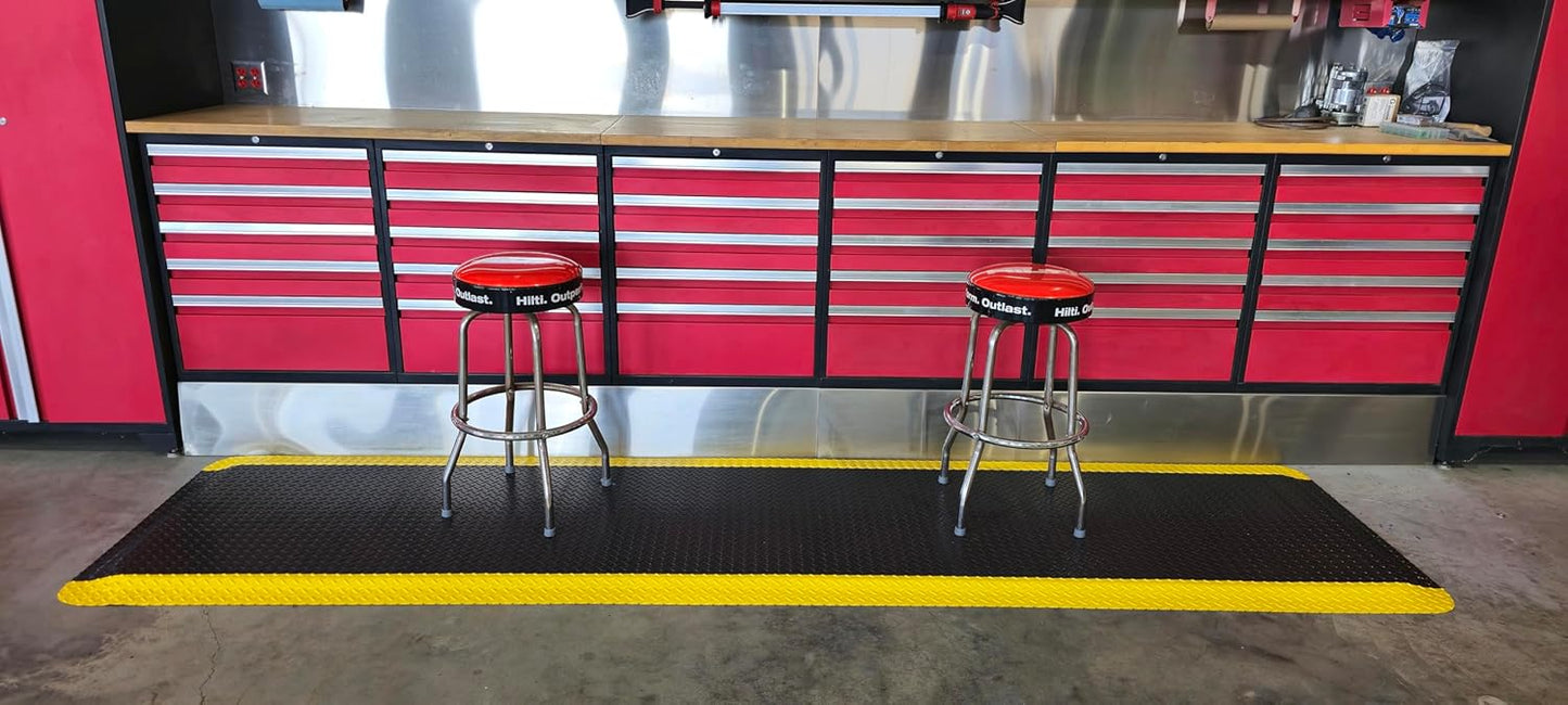 Rhino Mats, American Classic Diamond Anti-Fatigue Mats, Industrial Ergonomic Comfort Standing Mat for Work, Home, Garage, Office, Kitchen or Anywhere (Black/Yellow 9/16" Thick, 2 FT. x 5 FT.)