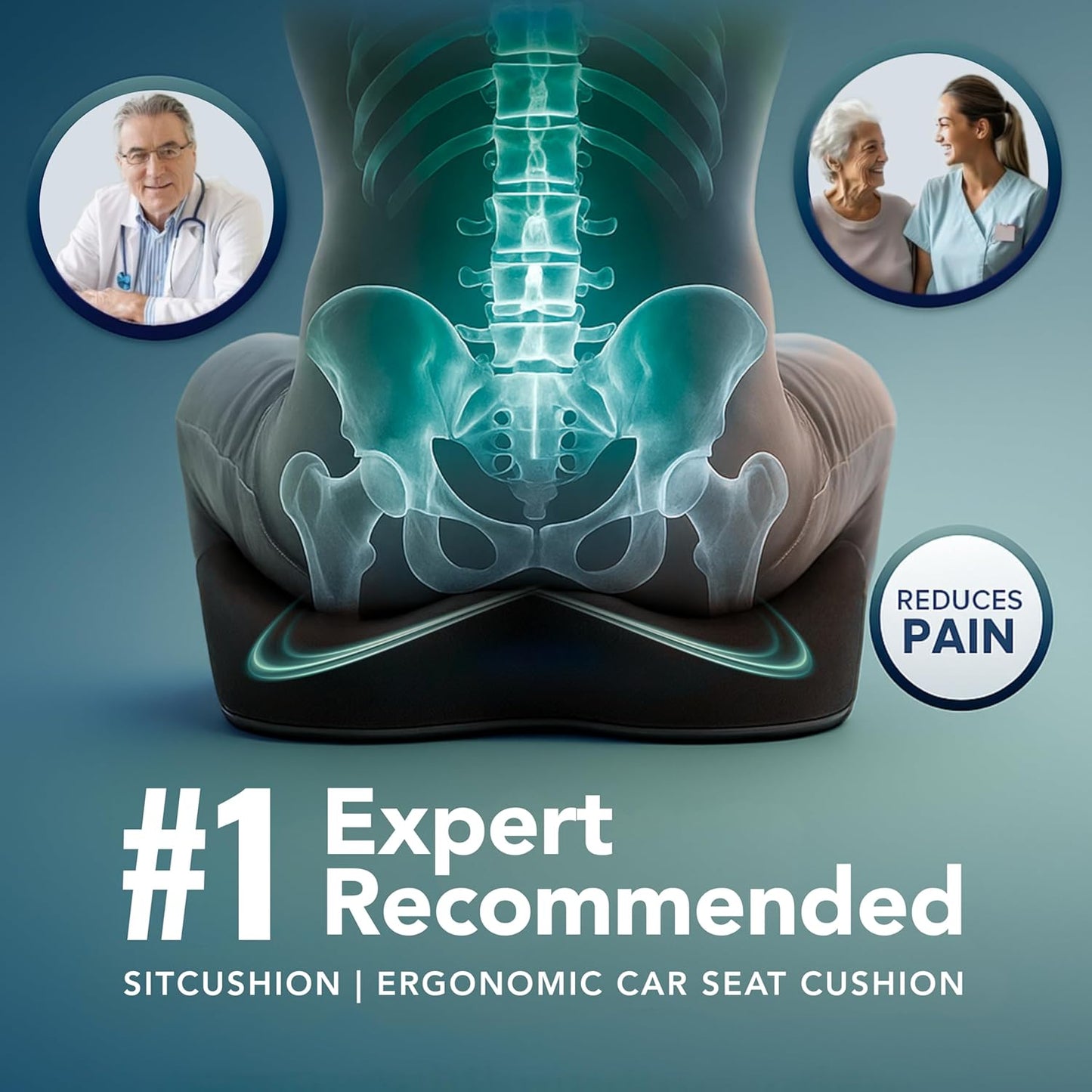 Memory Foam Car Seat Cushion for Back Pain Relief Car Cushions for Driving, Tailbone Pain. Non-Slip Pressure Relief Seat Pad for Truck Driver Essentials with Extra Cover (Black)