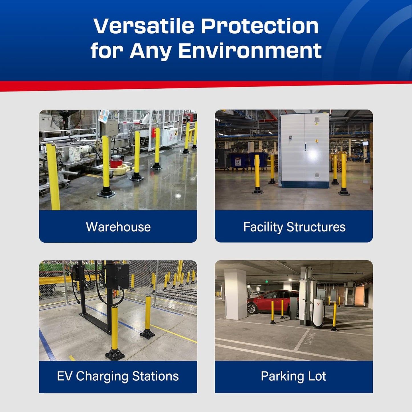 Impact Recovery - SlowStop Steel Rebounding Bollard - Metal Post - Safety Bollard - Made in the USA - 4" x 42"